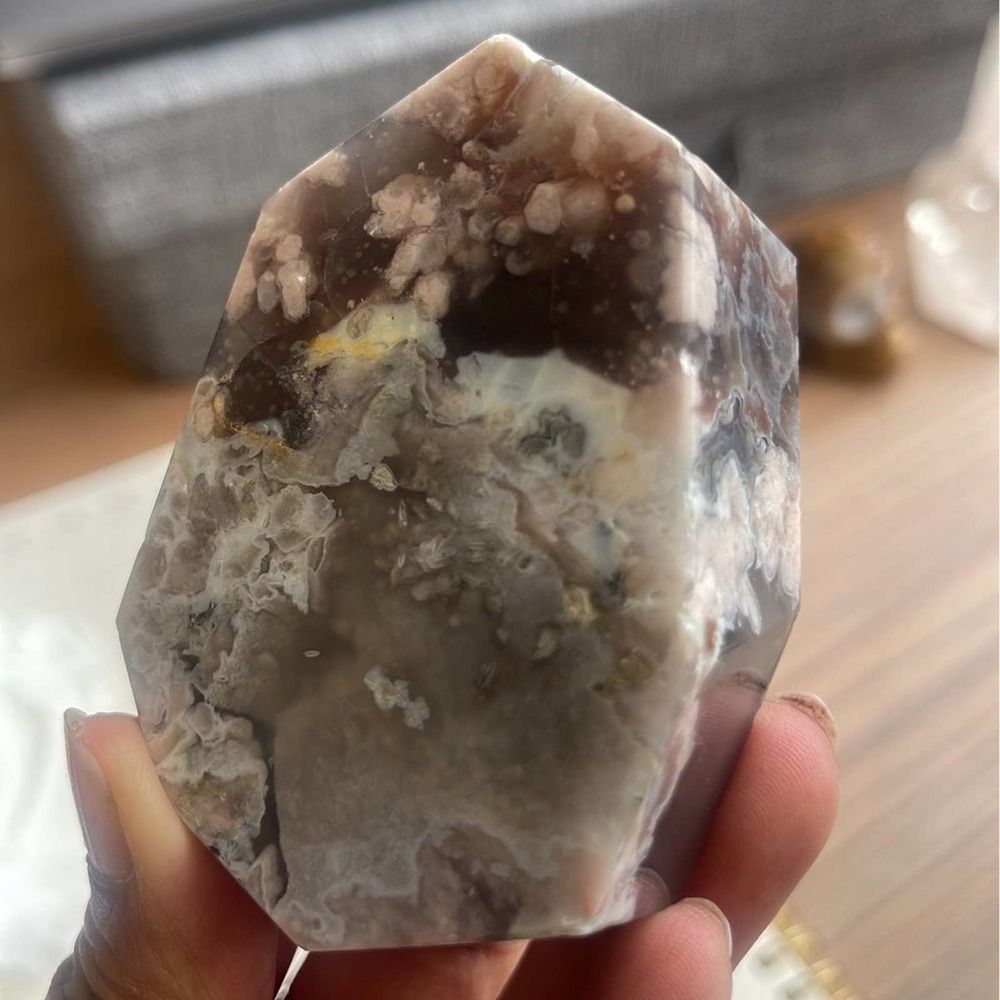 Black and Green Flower Agate Freeform